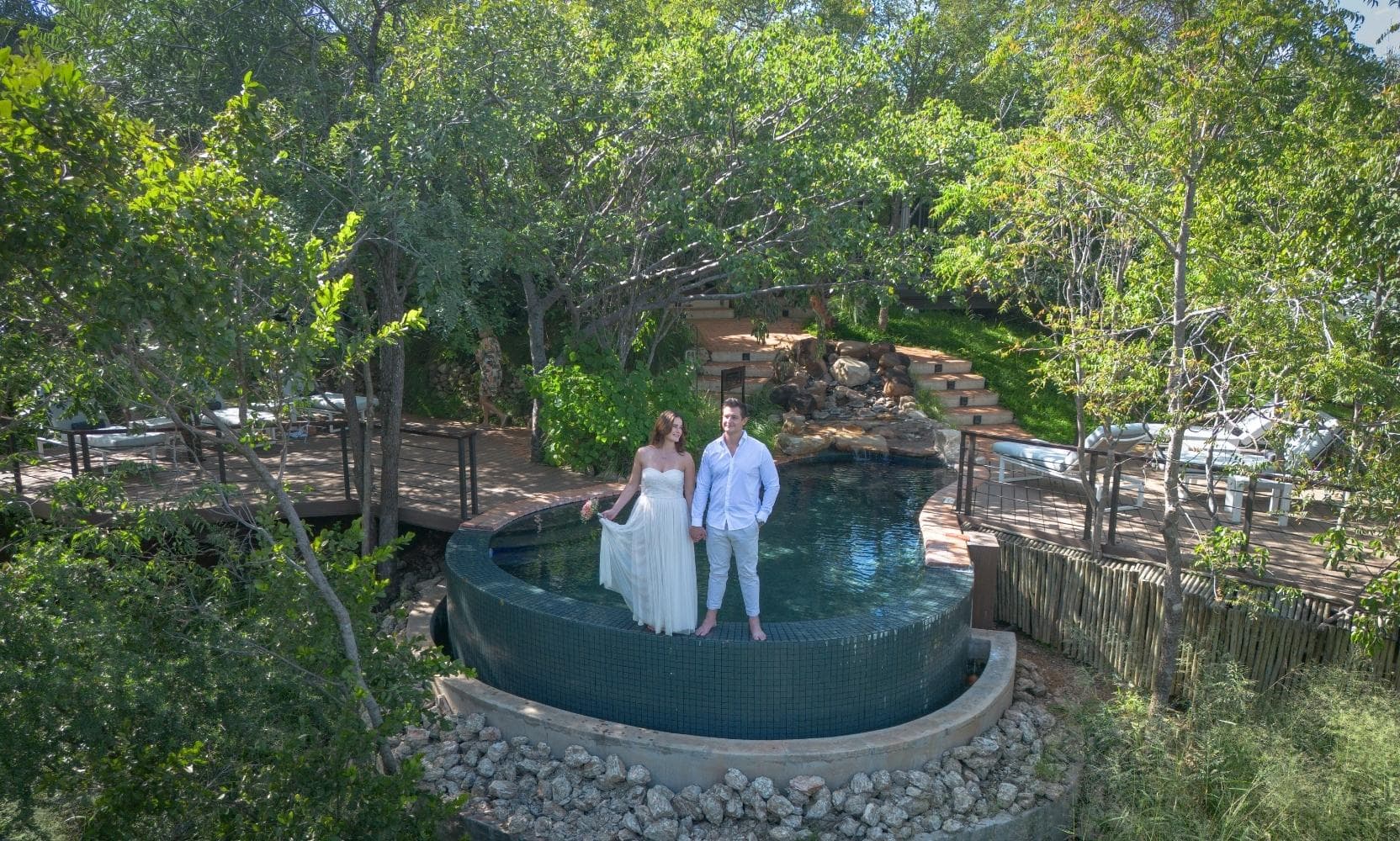Bride and groom at Victoria Falls Safari Spa