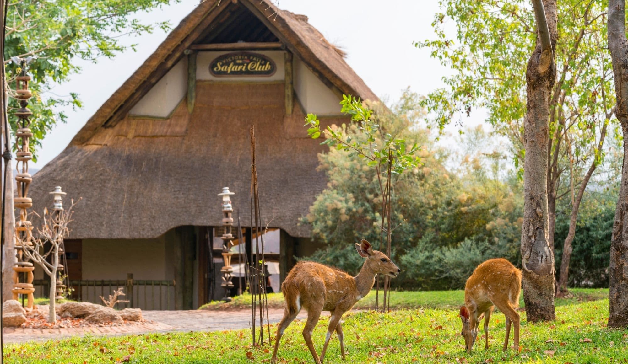 The entrance to Victoria Falls Safari Club