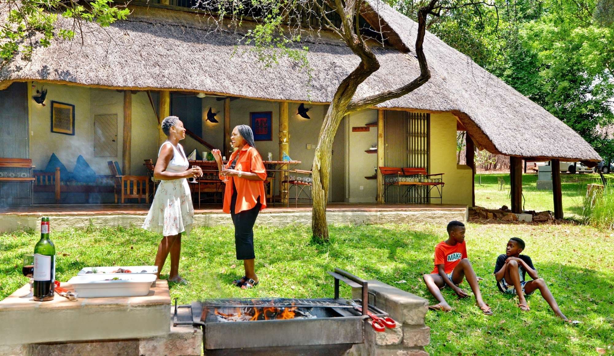 Family Braaing At Lokuthula Lodges