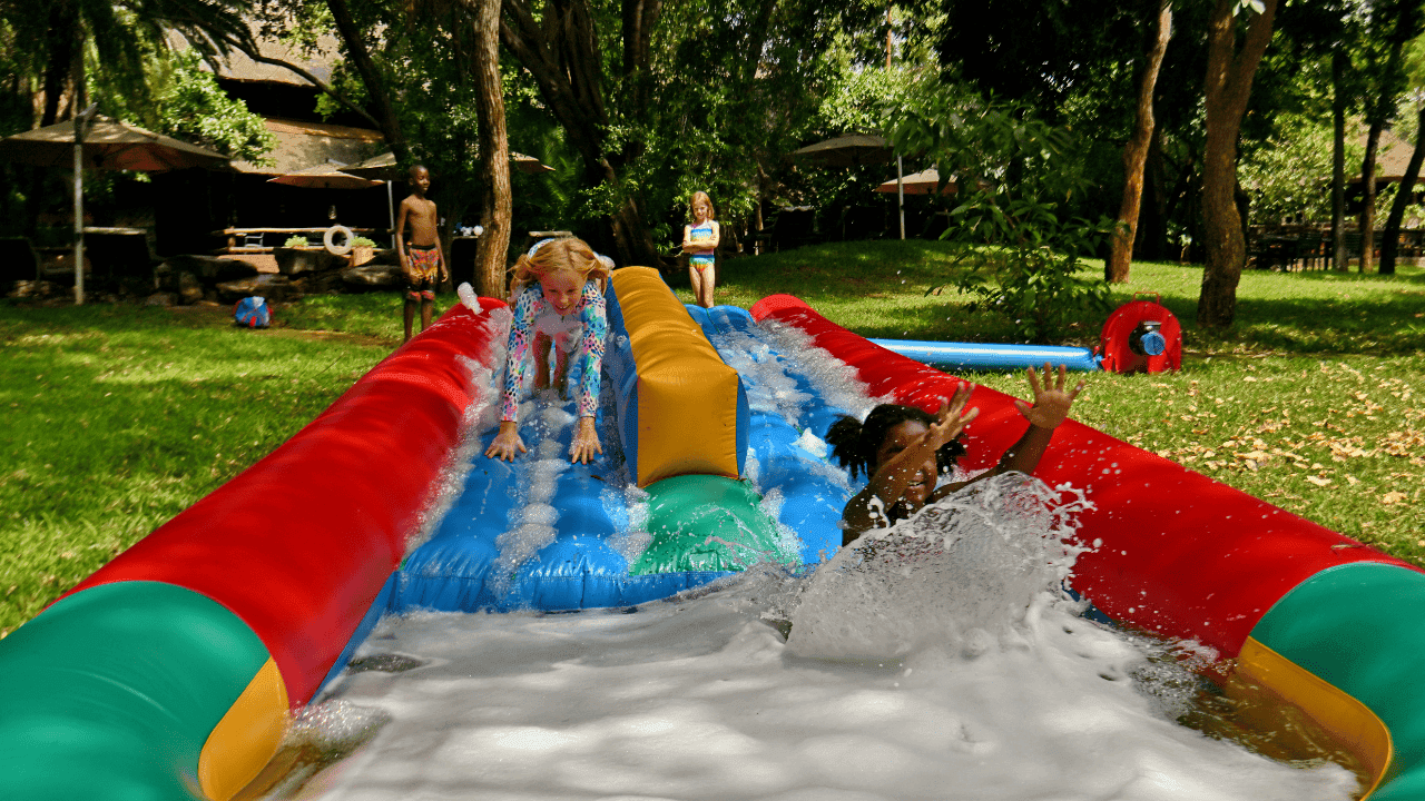 Kids enjoying the waterslide
