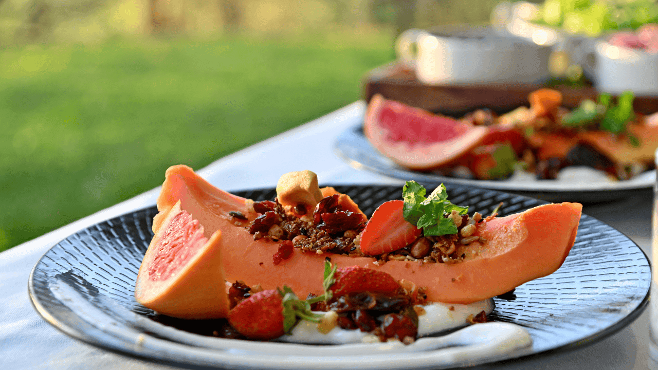 Beautifully plated fruit dish