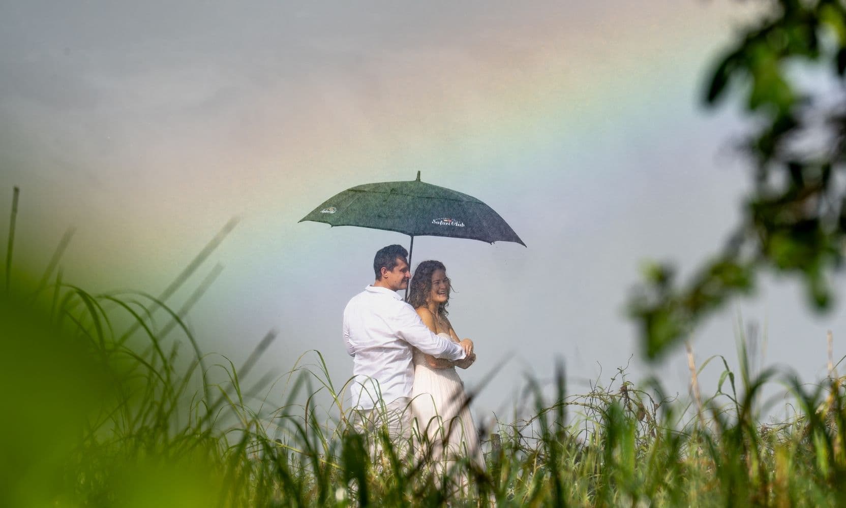 Bride and groom at Victoria Falls